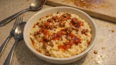 Risotto crémeux à la saucisse et à la ’nduja : le bon piquant, sans en faire trop