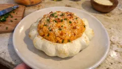 Purée de pâtisson et patate douce gratinée au parmesan, légère grâce aux blancs en neige