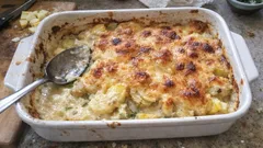 Gratin pommes de terre & pâtisson : béchamel épicée et pré-cuisson à la poêle
