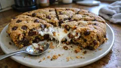 Gâteau cookie géant aux marshmallows : croustillant dehors, fondant au centre