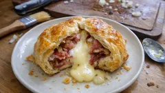 Feuilleté de camembert au jambon cru et oignons fondants : cœur coulant, croûte dorée