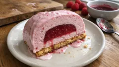 Bûche glacée à la framboise : l’insert gélifié qui fait une découpe parfaite