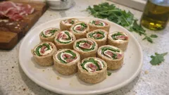 Wraps apéritifs jambon cru, roquette et fromage frais : prêts en 10 minutes, sans cuisson