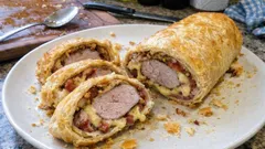 Filet mignon de porc en croûte : moutarde, bacon et fromage, facile au four