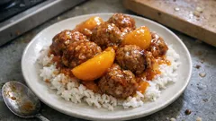 Boulettes porc-veau aux pêches à la mijoteuse : le sucré-salé tout en douceur